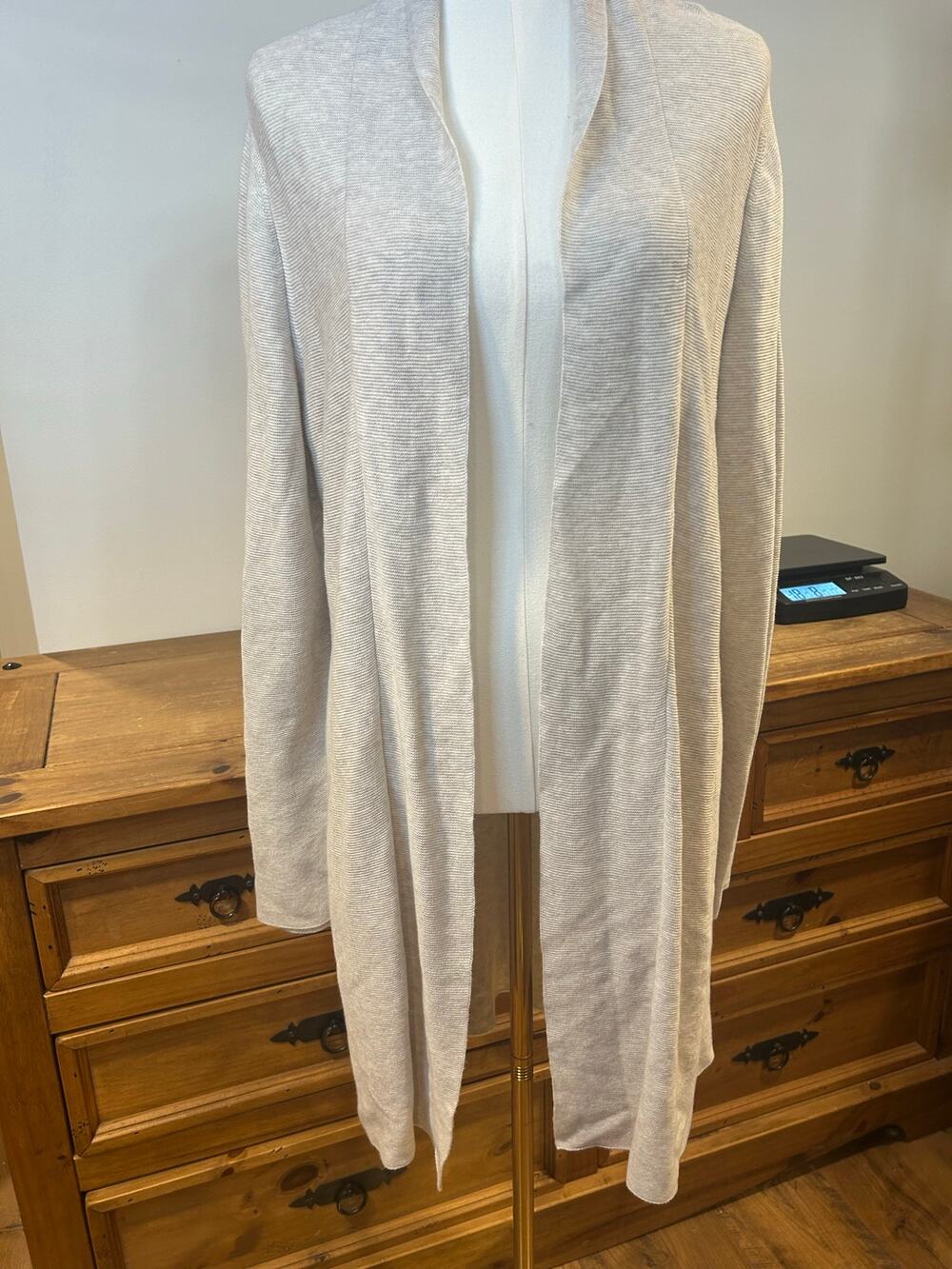 Eileen Fisher XL Beige Cardigan Organic Cotton Duster Long Sleeve Midi Relaxed